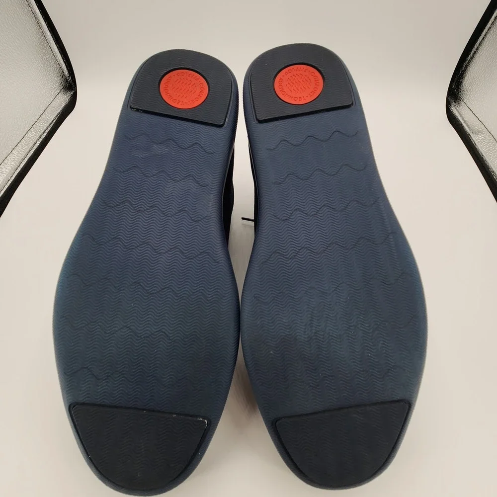 Fitflop Knit Chukka Sneakers Mens 10 Navy Blue Lightweight Lace Up Denim Texture